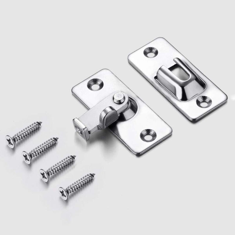 Alamic 90 Degree Door Lock 1-3/4" Right Angle Door Latch Bolt Stainless Steel Sliding Door Lackock Latch Hasp for Door Window Closet Barn Door Lock - 2 Pack - Image 5